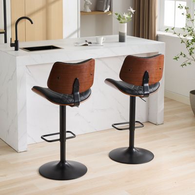 Bentwood Faux Leather Back Swivel Bar Stool