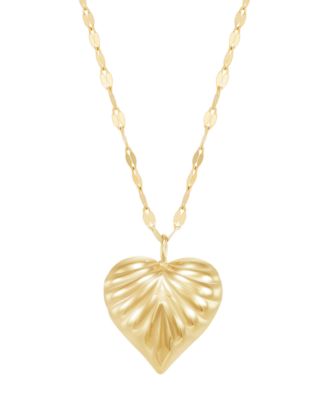 Mirror Chain Heart Pendant Necklace in 10k Yellow Gold