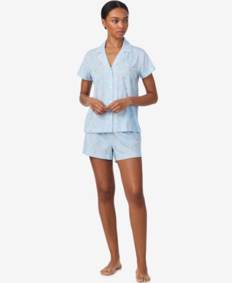 Women's Notch Collar Top and Short Pajama Set