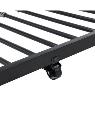 Twin Over Twin Metal Bunk Bed with Trundle, No Box Spring Needed, Easy Assemble