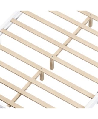 Queen Size Wooden Bed Frame with Headboard Vintage Platform Bed with Slats Support Easy Assembly