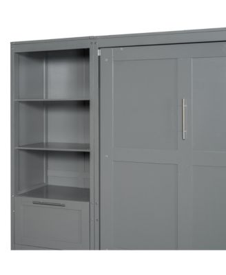  Murphy Bed Wall Bed with Closet, Drawers and Shelves