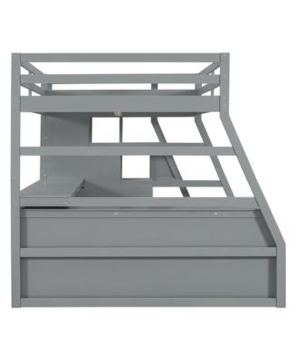 Full Size Loft Bed with 7 Drawers 2 Shelves and Desk