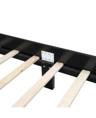 Queen Wooden Bed, Natural Rattan, Vintage