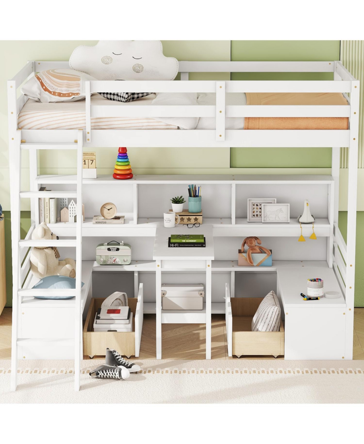 Streamdale Furniture Streamdale Twin Loft Bed with Storage and Desk