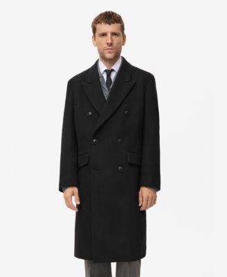 Men's Long Double-Breasted Wool Coat