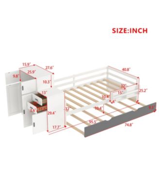 Streamdale Twin Platform Bed with Bookshelf & Trundle
