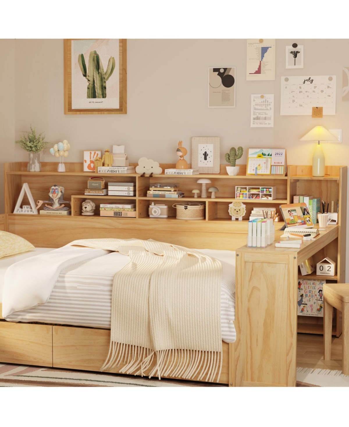 Streamdale Furniture Wooden Daybed with Storage & Desk