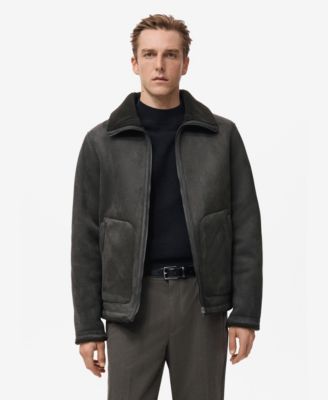 Men's Shearling-Lined Faux-Leather Jacket