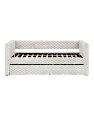 Twin Daybed Sofa Bed Pull-Out, Plaid Corduroy