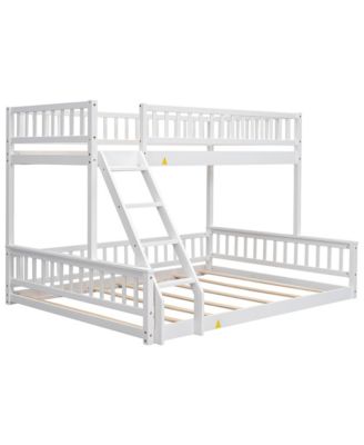 Twin XL over Queen Bunk Bed with Ladder and Guardrails