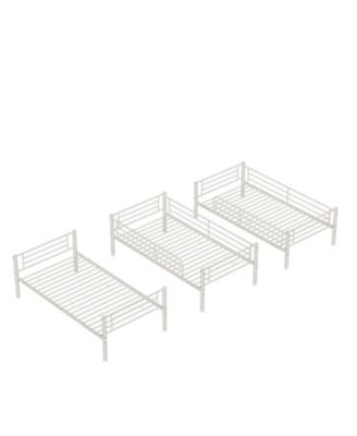 Bedroom dormitory twin size white metal triple bunk bed can be disassembled into three beds