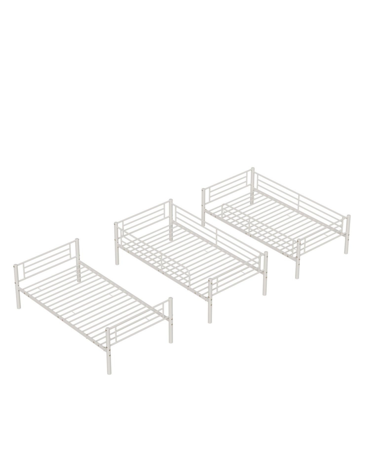 Streamdale Furniture Bedroom dormitory twin size white metal triple bunk bed can be disassembled into three beds
