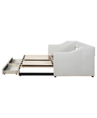 Twin XL to King Size Upholstered Daybed with Two Drawers