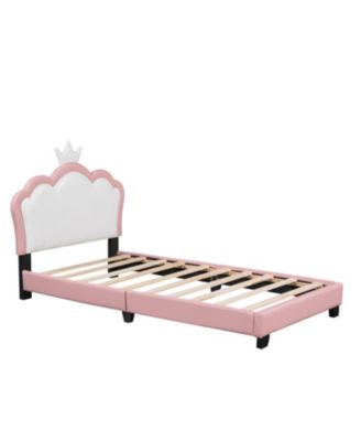 Streamdale Twin size Upholstered Princess Bed With Crown Headboard,Twin Size Platform Bed with Headboard