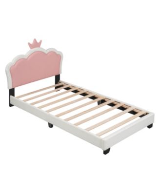 Streamdale Twin size Upholstered Princess Bed With Crown Headboard,Twin Size Platform Bed with Headboard