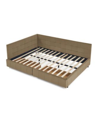 Streamdale Queen Bed Frame with Upholstered Tufted Headboard and Armrests, Velvet