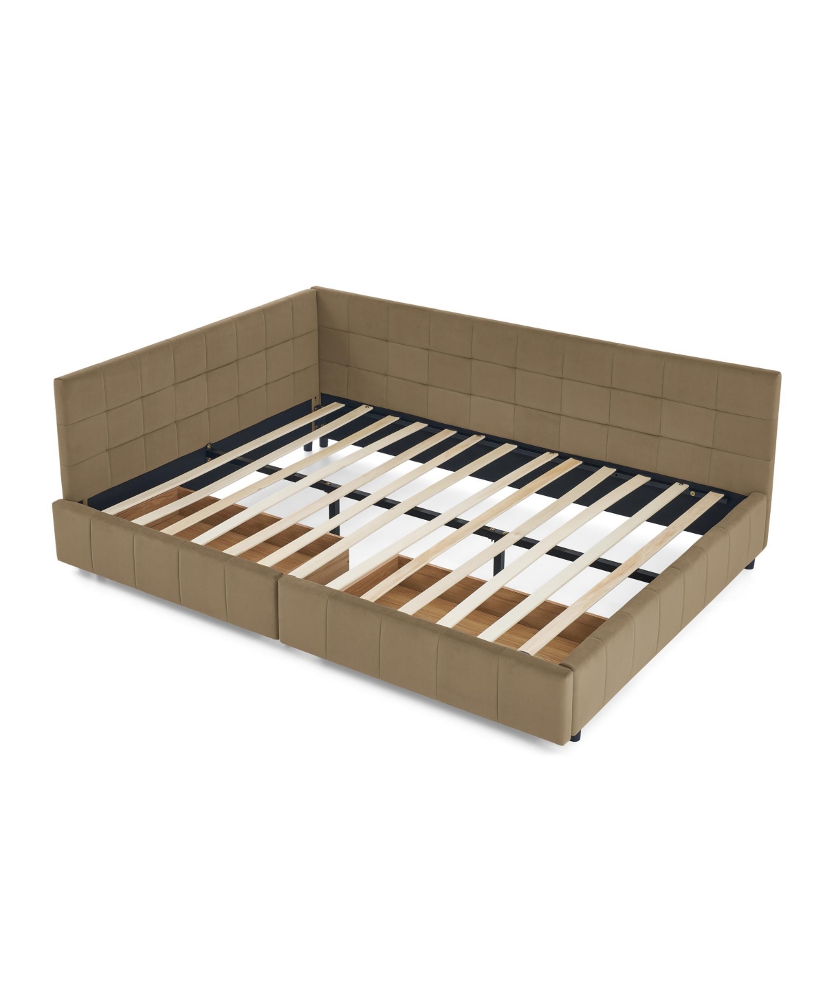 Streamdale Furniture Streamdale Queen Bed Frame with Upholstered Tufted Headboard and Armrests, Velvet