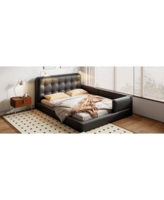 Queen Size Upholstered Platform Bed with 2 Reading Lights