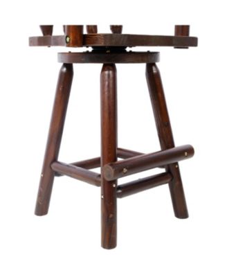 Rustic Fir Wood Bar Stool with Footrest and Wide Armrests