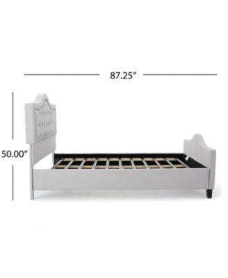  Queen Platform Bed Frame with Arched Nailhead Headboard, No Box Spring Needed