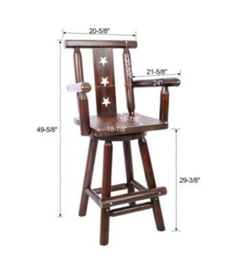  Rustic Wood Bar Stool with Star Backrest