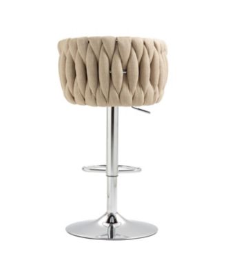 360 Fabric Swivel Counter Stools (Set of 2), Adjustable Height, Woven Back