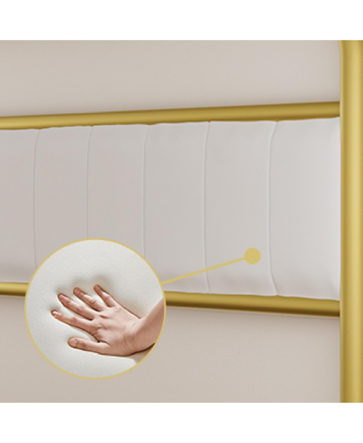 Streamdale Furniture Metal Steel Platform Bed Frame with Upholstered Headboard cushion (Queen Size) - Gold