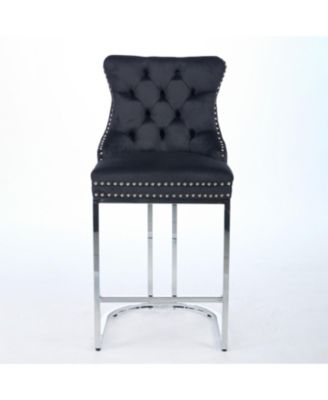  Modern Velvet Counter Height Barstools (Black, Set of 2