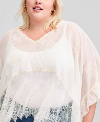 Trendy Plus Size Embroidered Lace Cape