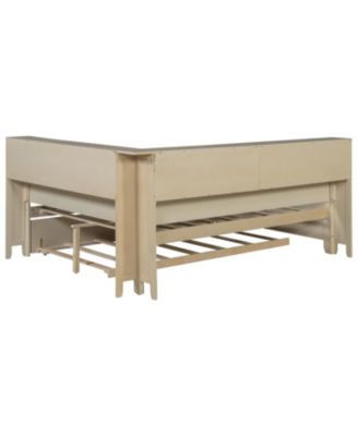 Full Size Wood Daybed with Storage Shelves and Trundle