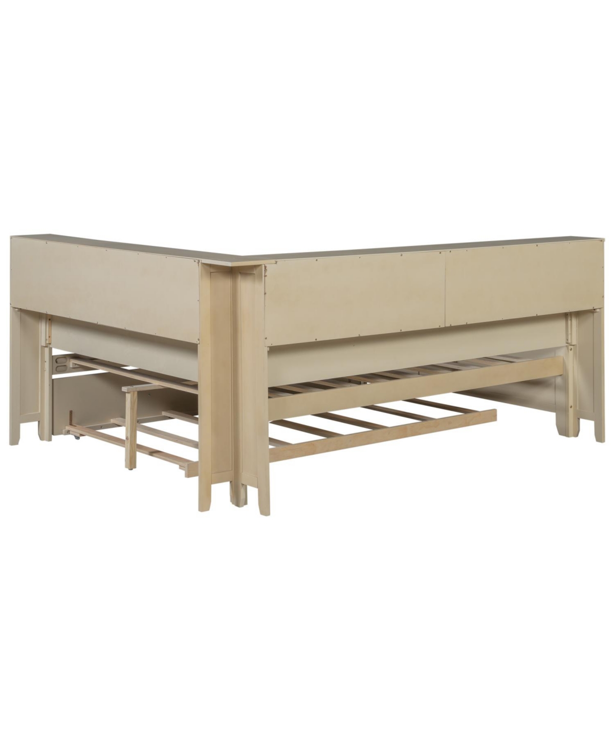 Streamdale Furniture Full Size Wood Daybed with Storage Shelves and Trundle