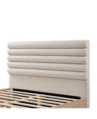 + Wood + Fabric Upholstered Headboard + Bed Frame