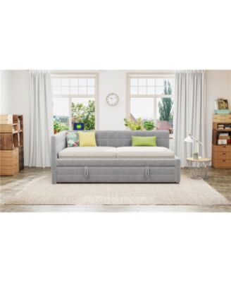 Upholstered L-Shaped Daybed with Twin Trundle & USB