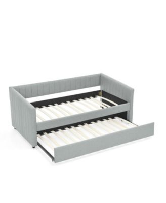 Twin Daybed with Trundle Grey Linen