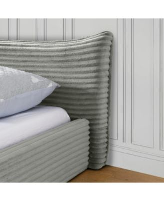 Upholstered Platform Bed Frame - Curved Headboard, No Box Spring-Grey