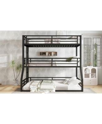 Triple Bunk Bed, Twin/Twin/Full XL, Metal, Black