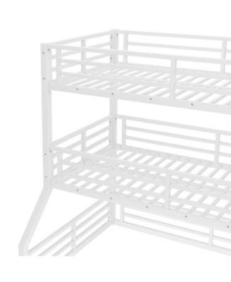 Triple Bunk Bed, Metal, White