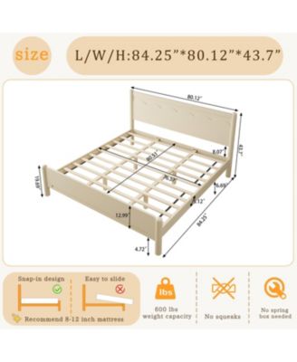  King Size Wood Platform Bed Frame with Headboard and Wooden Slat Support