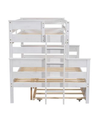 Wood Twin over Full Bunk Bed with Twin Size Trundle