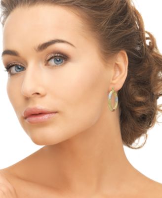 14k Gold Plated Brass Tri-Color Diamond-Cut Hoop Earrings