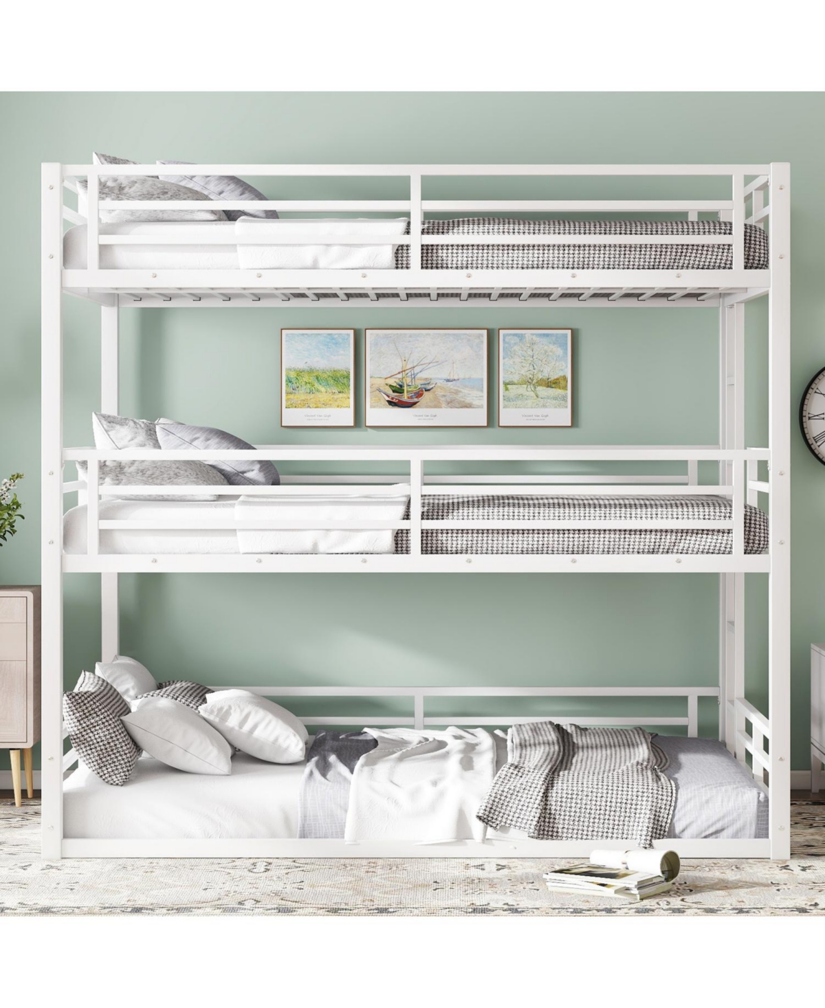 Streamdale Furniture Streamdale Triple Bunk Bed, Metal, Heavy-Duty