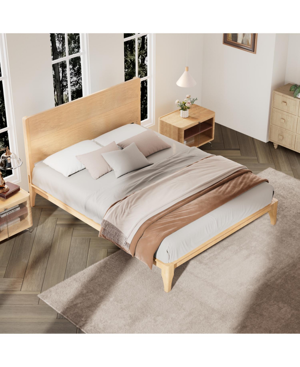 Streamdale King Bamboo Platform Bed - No Box Spring Needed
