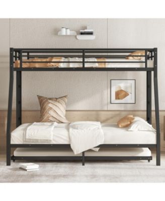 Twin over Full Metal Bunk Bed with Twin Size Trundle