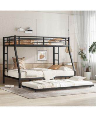 Twin over Full Metal Bunk Bed with Twin Size Trundle