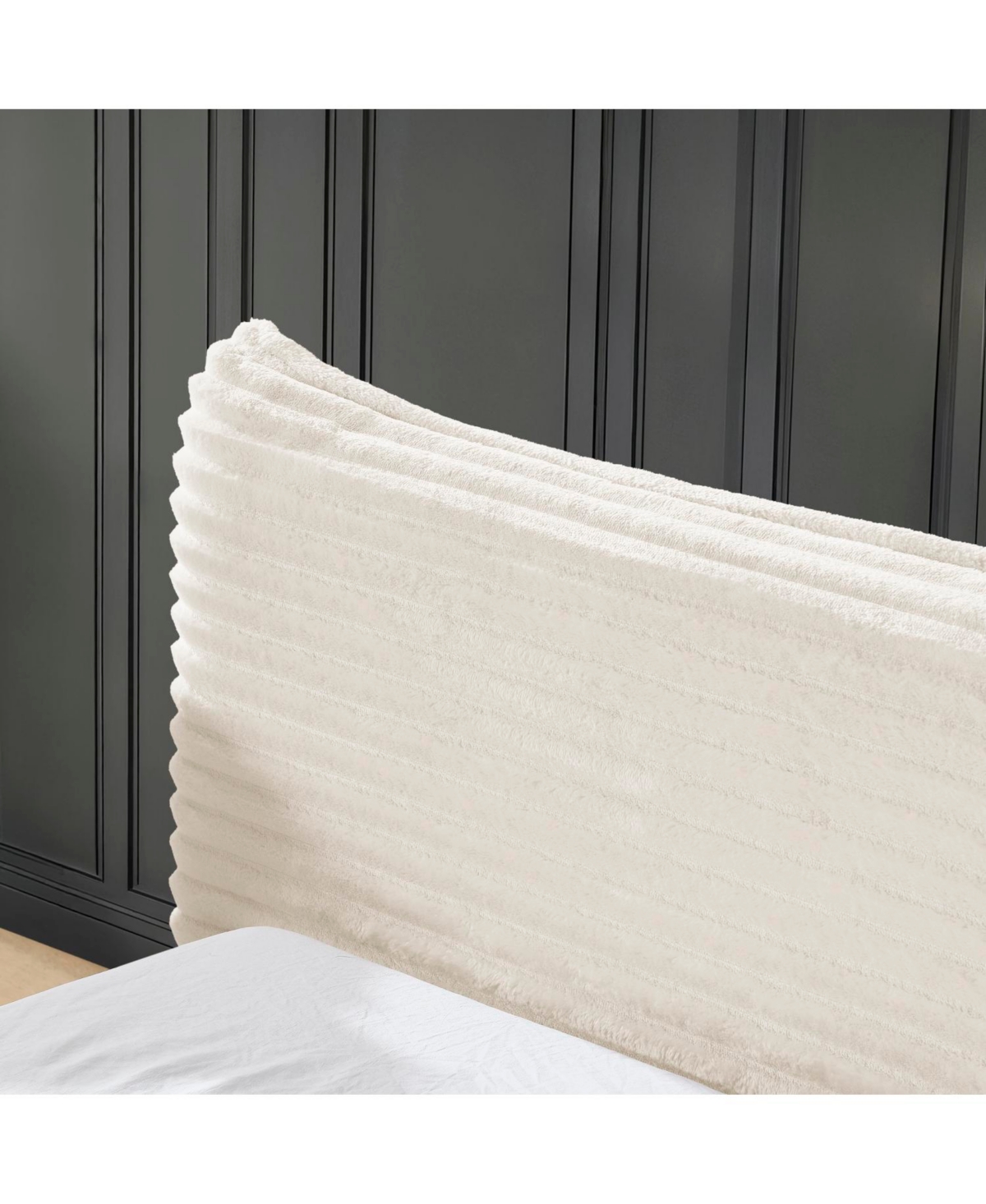 Streamdale Furniture Queen Upholstered Platform Bed Frame - Beige