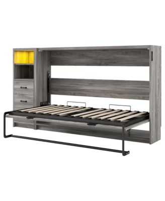 + Twin + Wood (or MDF, if that s the material) + Murphy Bed with Drawers & LED, Folds to Cabinet + Bed