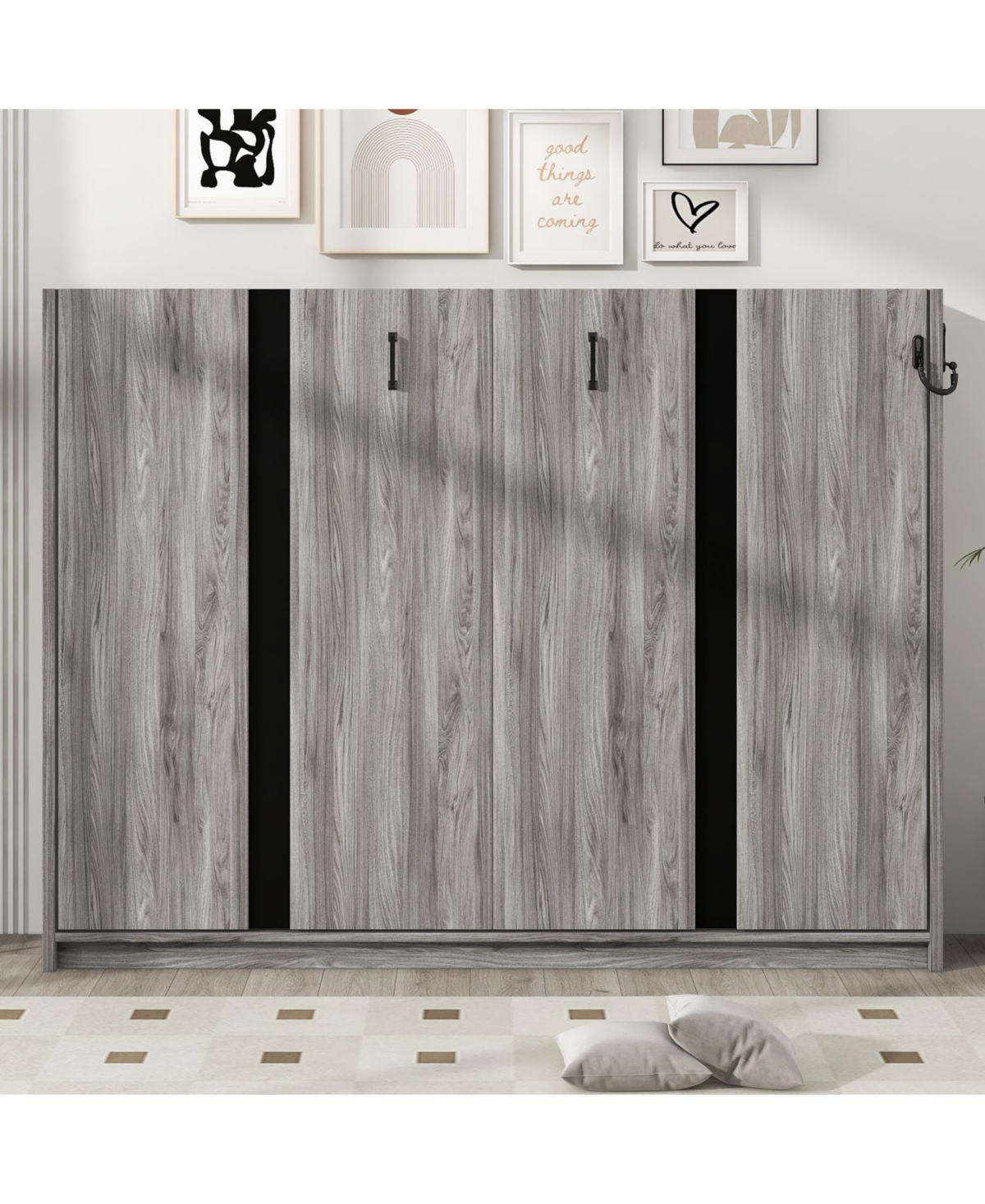 Streamdale Furniture Full Size Murphy Bed, can be Folded into a Cabinet, Gray