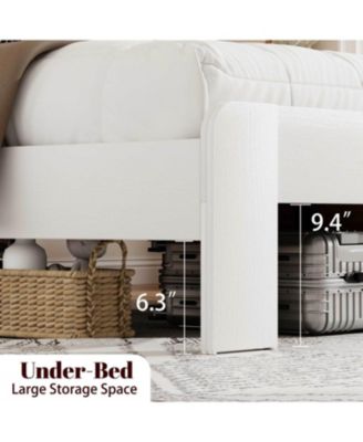 White Full Size Wood Platform Bed Frame with Under Bed Storage