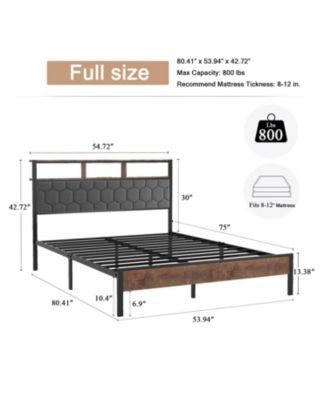 Wooden Platform Bed Frame w/ USB Ports & Storage - Brown